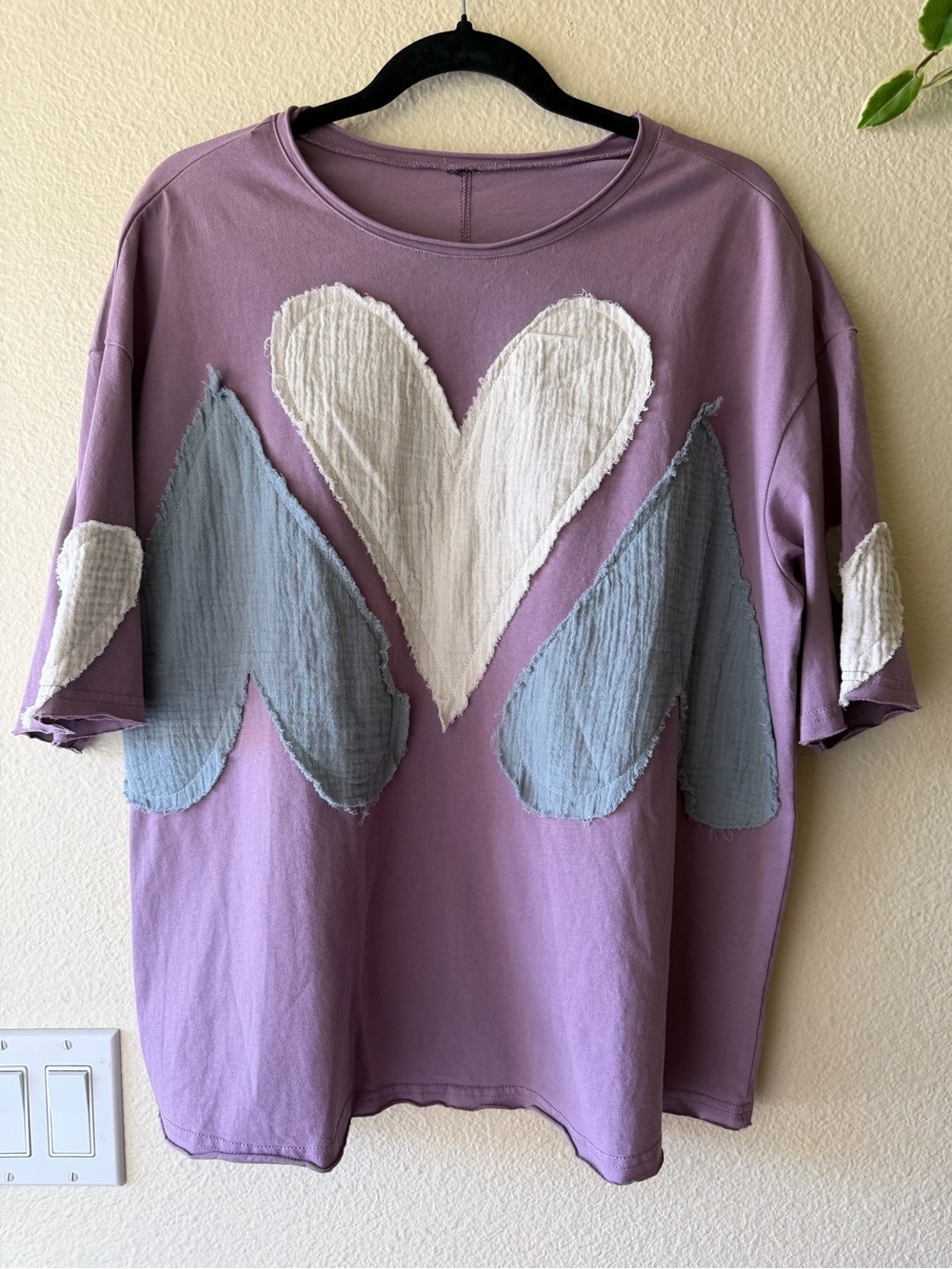 BellanBlue Purple Short Sleeve Tee with Heart Patches - Picture 7 of 13